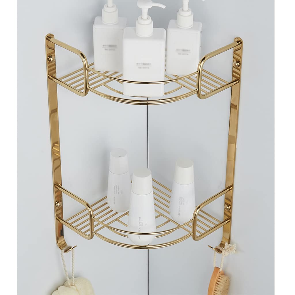 Corner Shower Caddy European-style All-copper Bathroom Triangle Basket Bathroom Shower Room Golden Rack Bathroom Antique Corner Rack Shower
