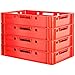 Produktbild 4 Stück E1 Fleischkisten Rot Kisten Eurobox Lebensmittelecht Metzgerkiste Box Aufbewahrungsbox Kunststoff Wanne Plastik Stapelbar Lagerkisten 60 x 40 Kingpower