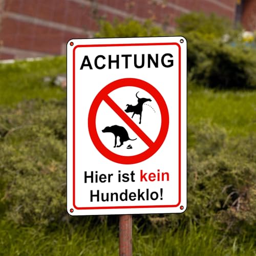 3 Stück Schild Hier ist kein Hundeklo, 18 x 25 CM Aluminium Verbot Hundeklo Keine mit Schrauben, Hundetoilette Hunde Verbotsschilder Stabiles PVC Schild mit UV-Schutz Wasserfest