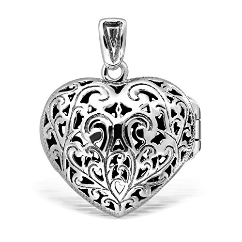 WithLoveSilver Sterling Silver 925 Vintage Style Cut Out Heart Love Locket Pendant