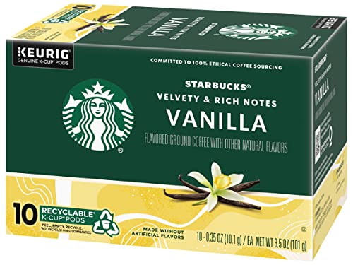 Image of Starbucks Flavored Coffee K-Cup Pods, Vanilla Flavored Coffee, Made without Artificial Flavors, Keurig Genuine K-Cup Pods, 10 CT K-Cups /Box (Pack of 3 Boxes)