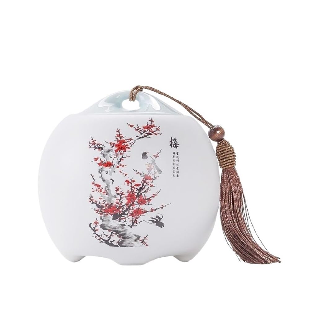 Bx9rE7tK3g Kitchen Storage Jar Ceramic Tea Canister With Sealed Lid And Tassel Household Coffee Candy Storage Jar Ceramic Tea Canister(Red,Small)