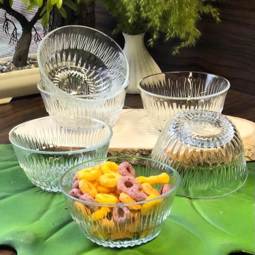 Glas Dessertschalen Set 6 345ml 100% BLEIFREIE Kristall Glassschalen Set 6, Dessertbecher, Dessert Schalen, Puddingschalen Glas Dipschale, Stapelbare Servierschalen Saucenschalen, Glass Dessert Bowls
