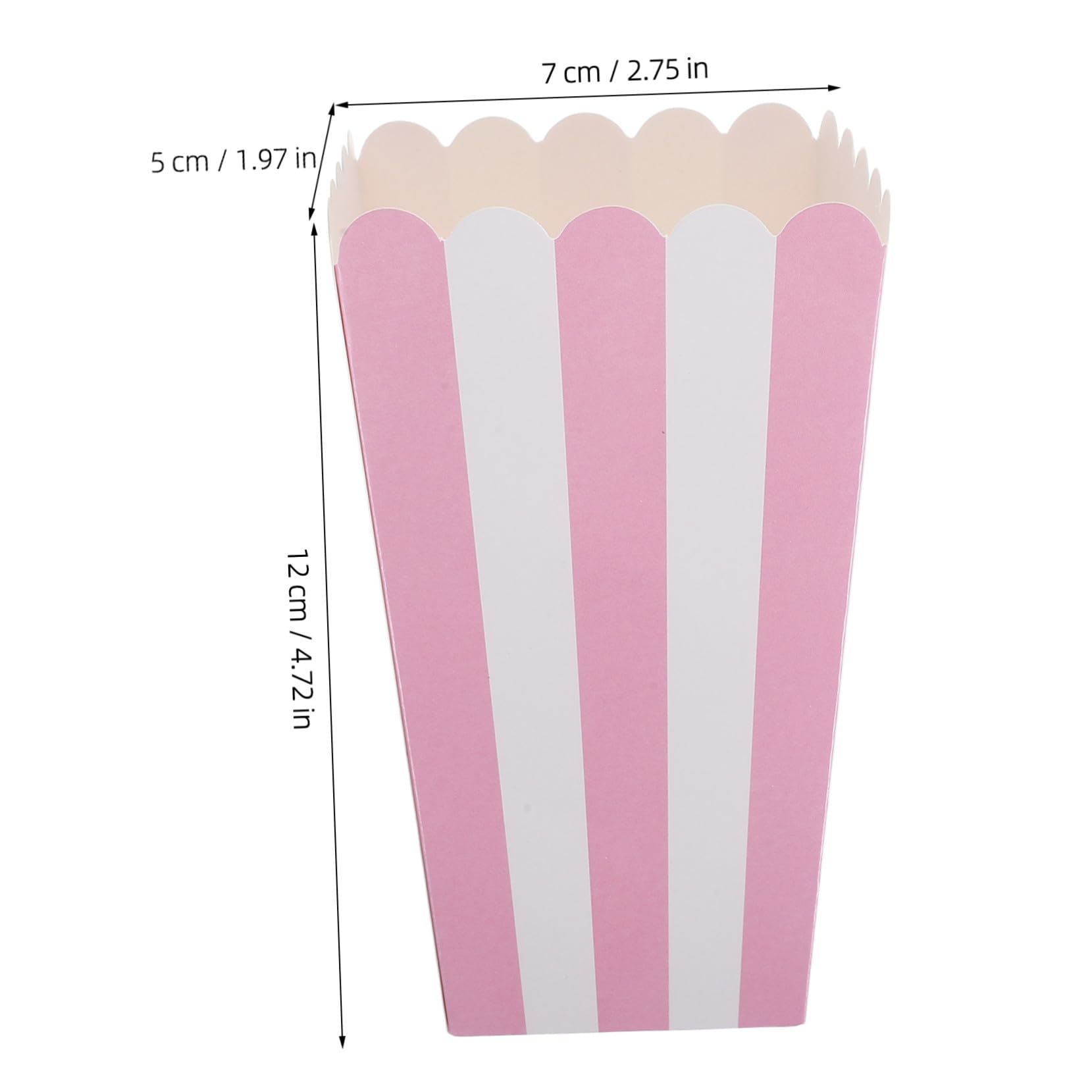 Cajas de Palomitas de Maíz Rayadas de Papel 100 Unidades, Rosa
