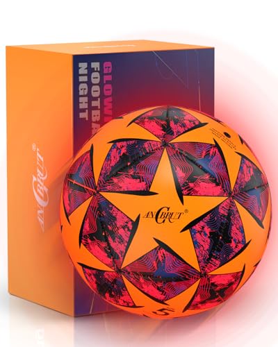 ANCBRUT Light Up Soccer Ball Glow in The Dark Size 3/4/ 5 Indoor&Outdoor Sports Gifts Birthday Ideas for 3-15+ Boys, Girls, Teens with Pre-Installed Batteries & Pump (Size 5 Soccer Ball)