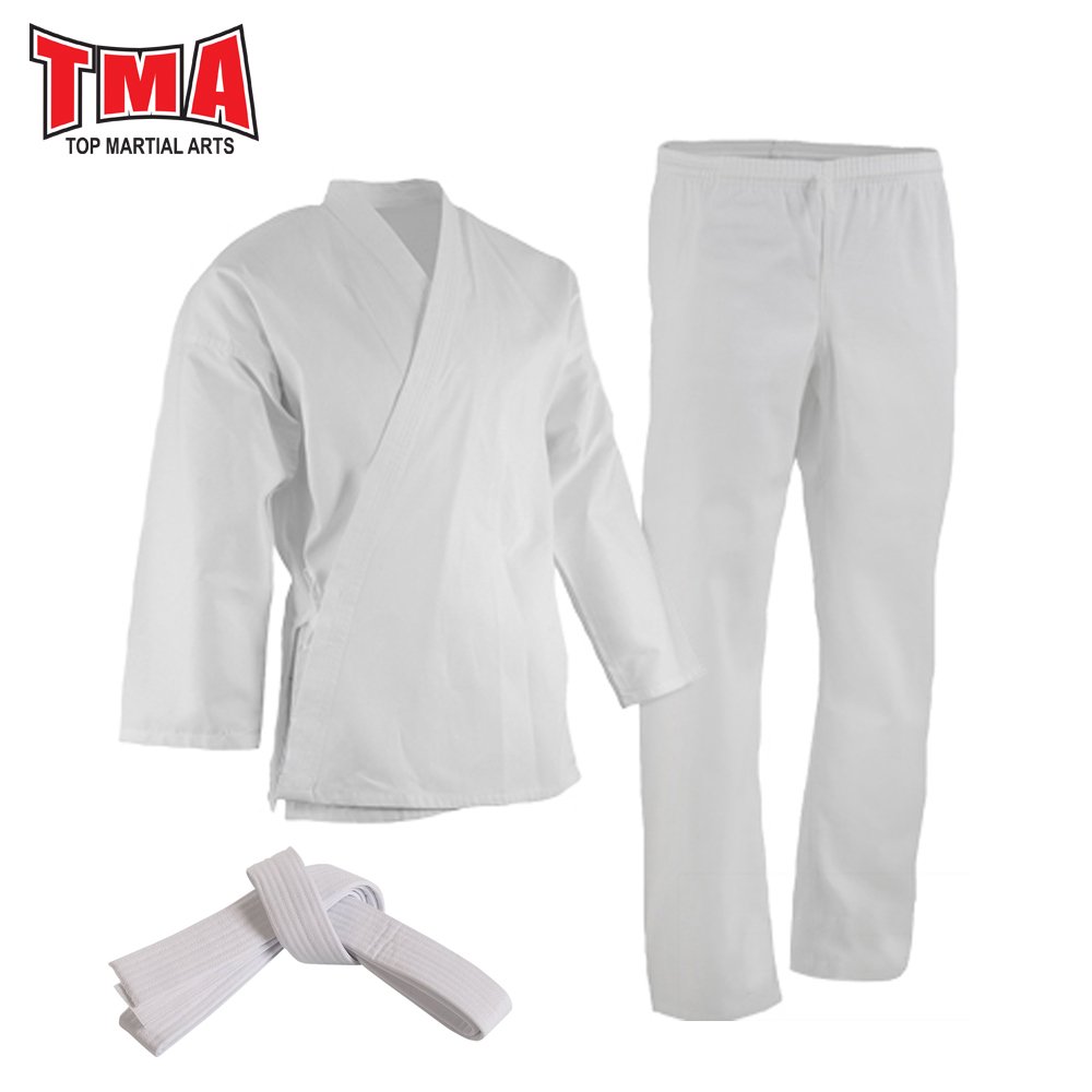 TMAMartial Arts Karate Elastic Drawstring Uniform for Kids & Adult Lightweight Student Gi 7oz with Free Belt