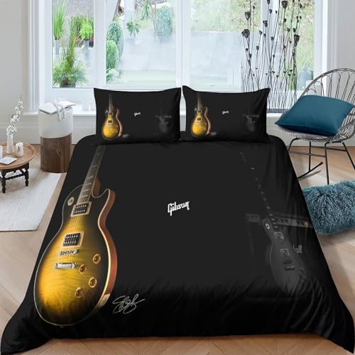 Housse de couette guitare électrique 3D avec finitions hypoallergéniques