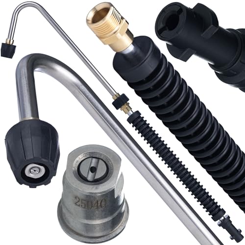 Rosfix Lanza acodada larga con boquilla Power – 700 mm, 160 bar, roscas M22f/M22m y M18x1,5 | para Rinnes, paso de rueda | compatible con lavadora de alta presión Kärcher K-Series