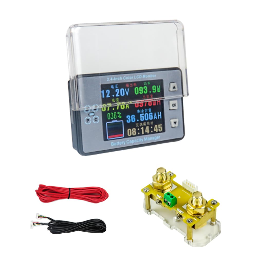 2,4-calowy kolorowy ekran LCD, kulometr, napięcie, prąd, pojemność, samochód elektryczny, samochód kempingowy, akumulator, kulometr, dwukierunkowe wykrywanie prądu z funkcją pamięci