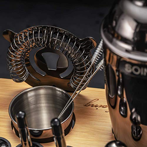 Soing Black 24-Piece Cocktail Shaker Set,Perfect Home Bartending Kit For Drink Mixing,Stainless Steel Bar Tools With Stand,Velvet Carry Bag & Recipes Included #TOP5