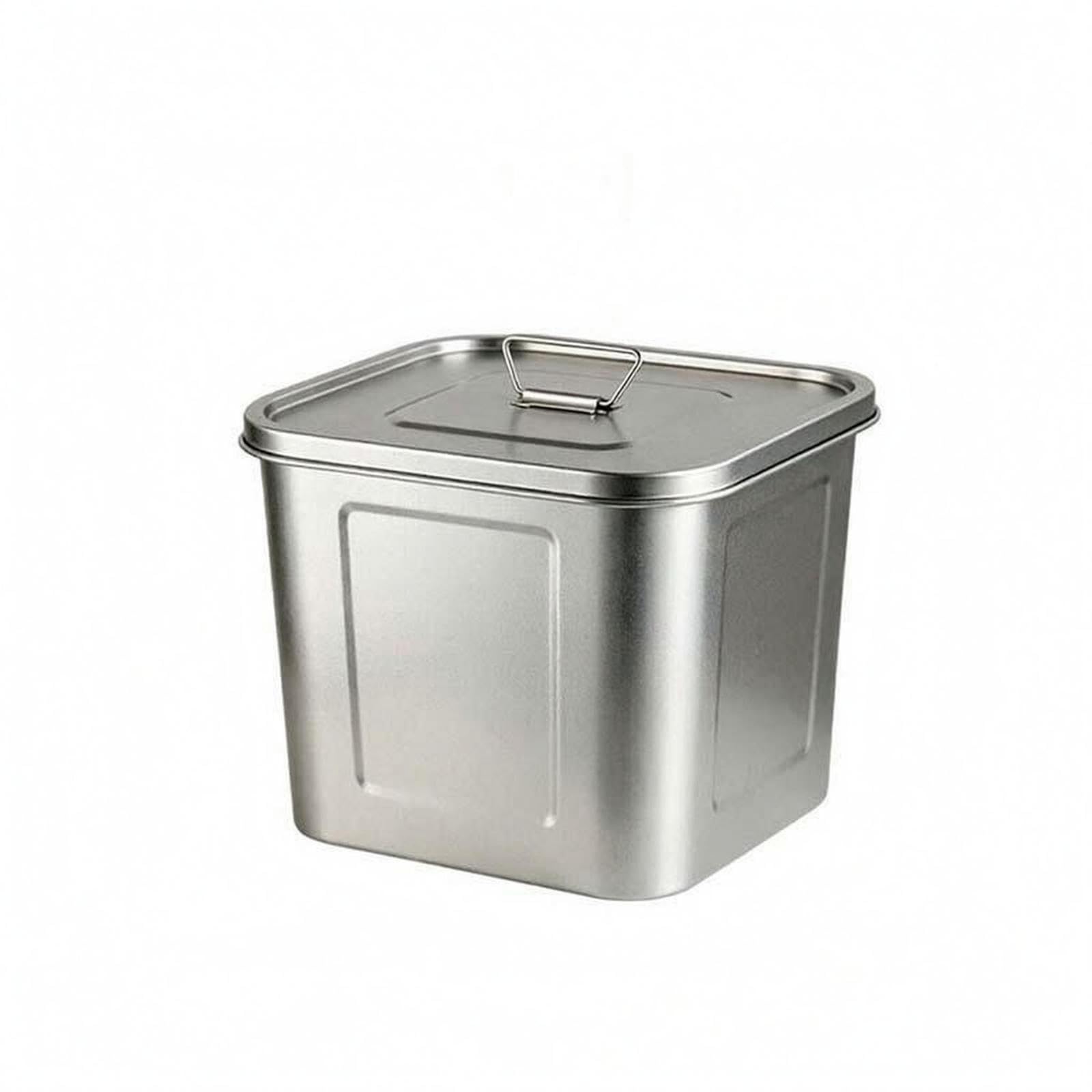 Stainless Steel Bucket Attached Lid Square Steel Bucket Flat Sides Metal Pail 20L High Square|Collectibles| Advertising| Food & Beverage| Dairy| Bottles & Containers-image-47