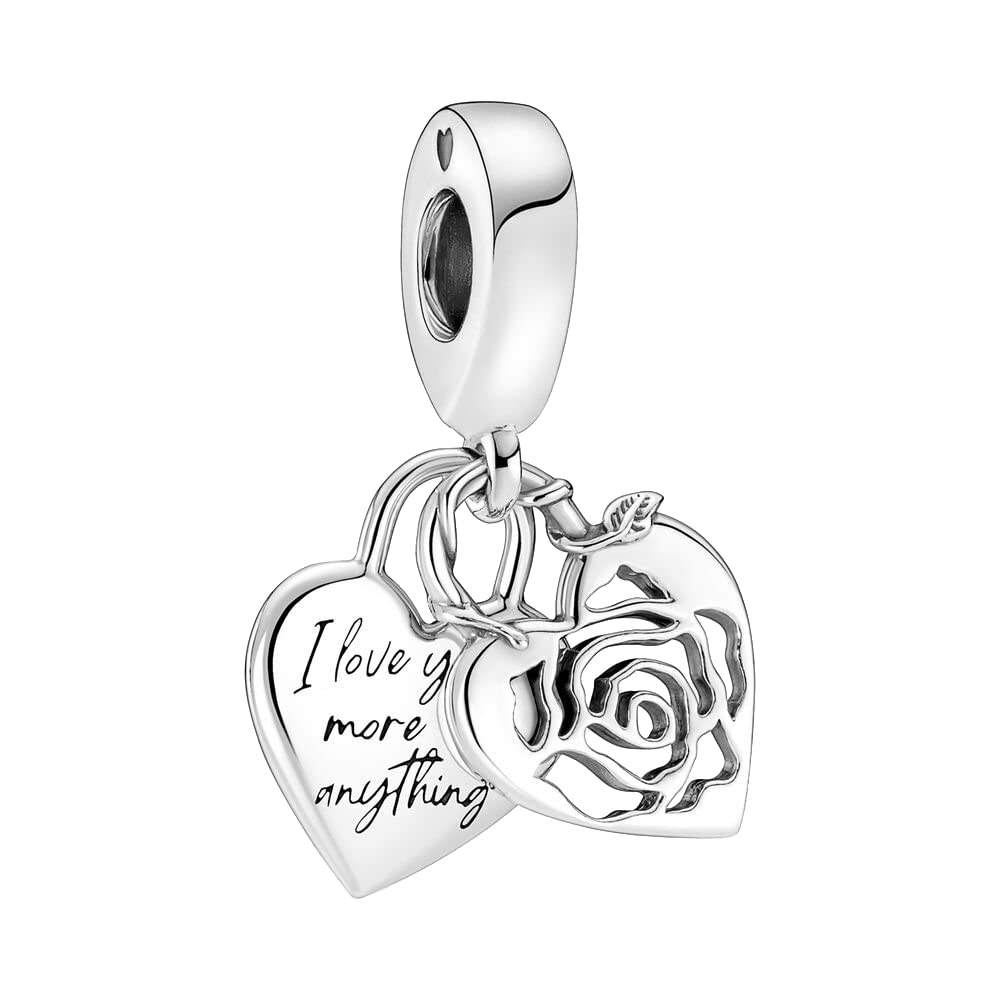 Chuozi Unisex Love Lock Charm Rose Heart Padlock Dangle Charm 925 Sterling Silver Love Bead For Women European Bracelet Necklace (Love Lock Charm)
