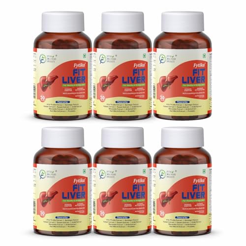 Image of Fytika Fit Liver Detox Supplement for Fatty Liver Support Digestive Enzymes & Natural Detoxification | Liver Cleanse Tablets with Kalmegh Kutaki Haldi for Men & Women 180 Tablets (Pack of 6)