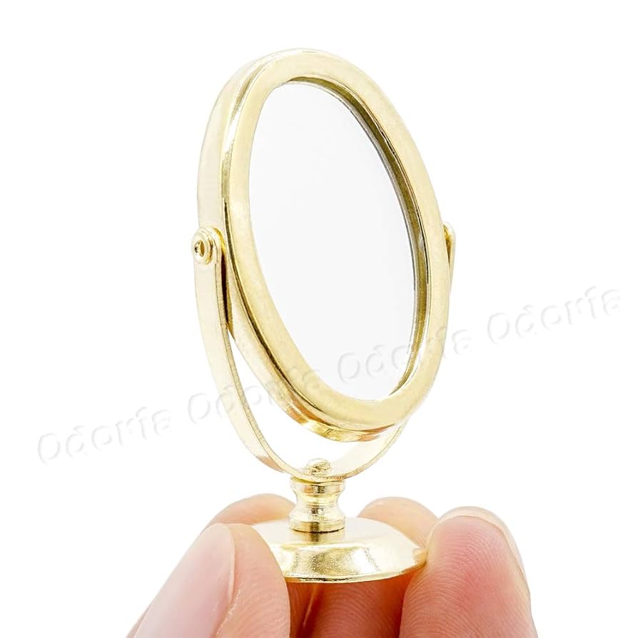 Amazon | Odoria 1/12 ミニチュア 鏡 ミラー 化粧用 金属製