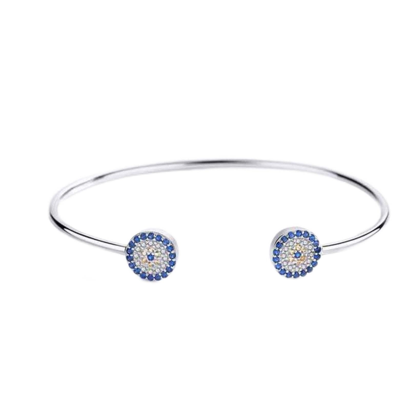 XYNSNDB Brazaletes de Plata de Ley 925 con diseño de Ojo Malvado, Pulseras de diseño de Ojo Azul para Mujer, Cadena de Serpiente, joyería turca