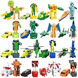 SCKTYZS Mini Transform Robot for Toddler, 4.5-inch Converting Action Figures, 4 Collectible Rescue Vehicle Construction-Bot Playset Boys Hero Figure Modified Bots Kids Birthday Gift Easter Gift