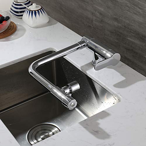 SJQKA-3 Way Kitchen Taps, for Window Folding Sink Mixer Tap, Drinking Purifier Water Tap Brass 360 Degree Swivel Spout (Silver) - Image 2