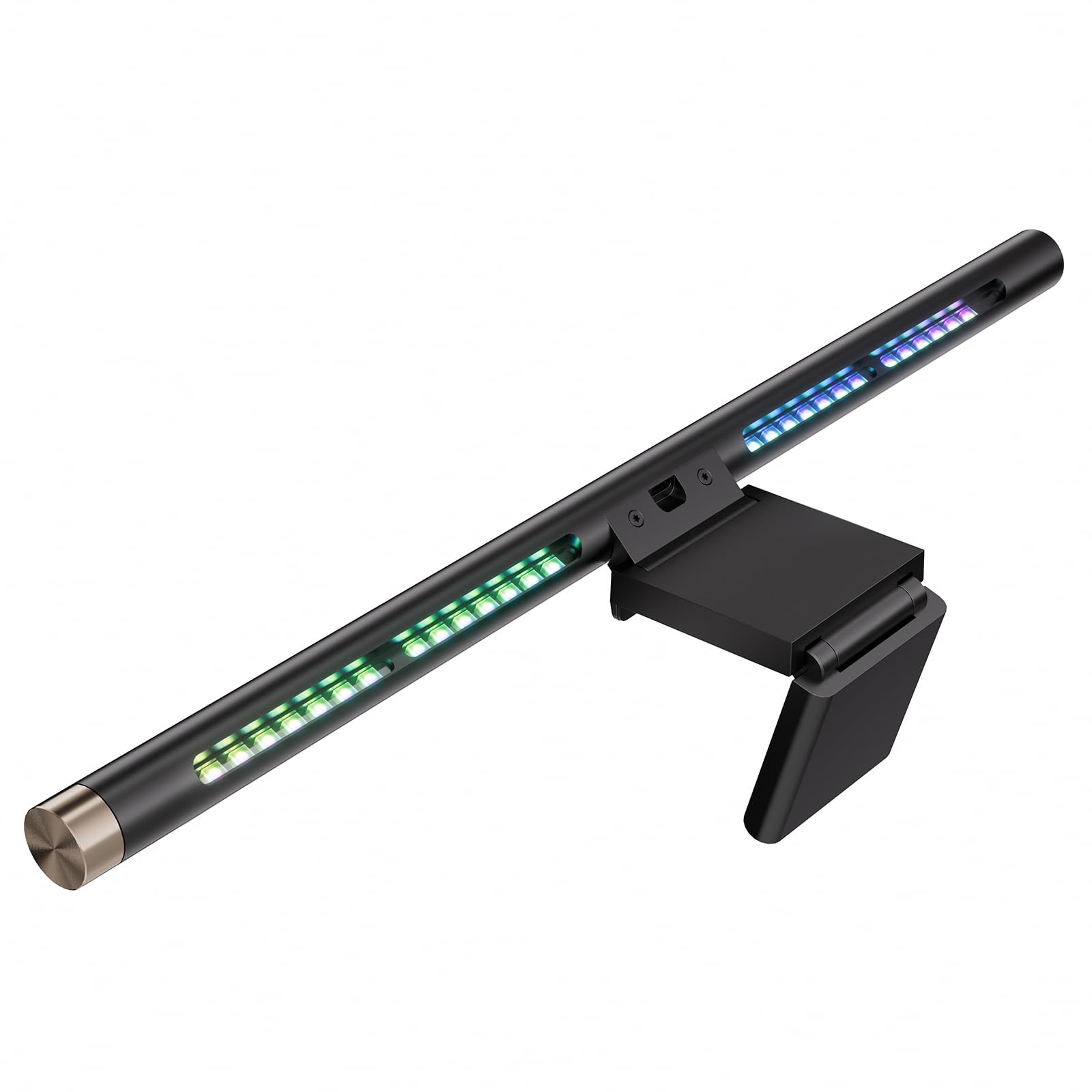 Raone Dual Monitor Light Bar, Monitor lamp w/ LED Colorful RGB Backlights for Eye Caring/Space Saving 17.7 inch, USB Type C Powered Desk Lamp Sit On Top of Monitor for Reading Game Home Office, Black