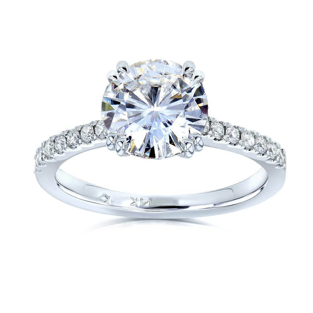 Kobelli Forever One Moissanite and Lab Grown Diamond Engagement Ring 1 3/4 CTW 14k White Gold (DEF/VS)