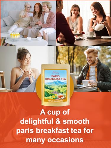 Image of TeeLux Paris Breakfast Tea Bags, Blend Black Tea with Natural Vanilla & Bergamot Flavor, Robust & Smooth Taste, 100 Count