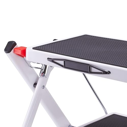 MSV Klapptritt ca. 49 x 49 x 45 cm, belastbar bis 150kg, 2 Stufen mit Anti-Rutsch-Matten (schwarz)