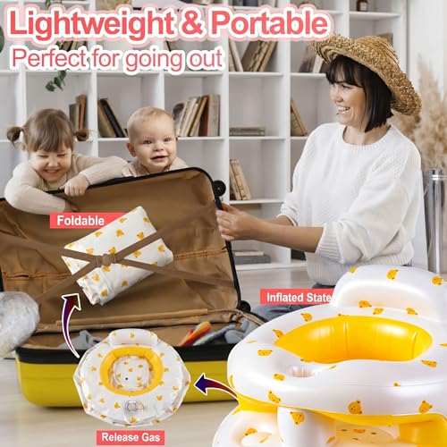 Image of Inflatable Baby Seat with Safety Clip to Chair Leg for Babies 3-36 Months | Upgraded V3.0 Front Bumper Anti-Fall Design, Sit Me Up Floor Seat for Baby Chair Sit, Built in Air Pump, Blow Up Baby Chair
