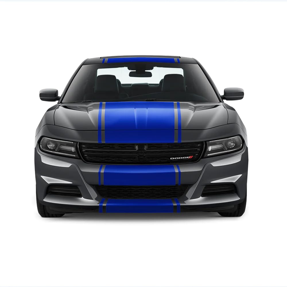24'' Racing Stripe w/Pins [28''] -''Compatible/Replacement for - Dodge Charger 2011 to 2022, Blue Gloss