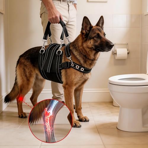 CWV Adjustable Dog Lift Harness for Large Dogs, Soft and Portable Dog Dling for Large Dogs Hind Leg Support, Help em up Harness for Senior, Injured, Disabled and After Surgery Male Dogs, Large by CWV - Used condition - Image 8