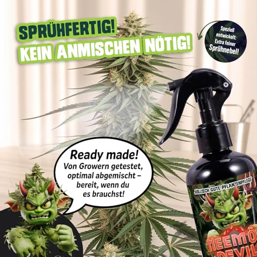 Bio Neemöl Devil® – 500ml Sprühfertig – Pflanzenpflege & Vitalität – 4-in-1 Mischung aus Neemöl, Rosmarinöl, Lemongrasöl & Brennesselextrakt – Natürlich & sanft zur Pflanze