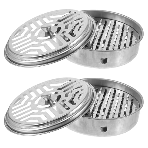 UTHCLO 2個 ステンレス製蓋付き蚊取り線香ホルダー 熱絶縁 やけど防止機能付き 携帯用 ケース 野外作業や家用に