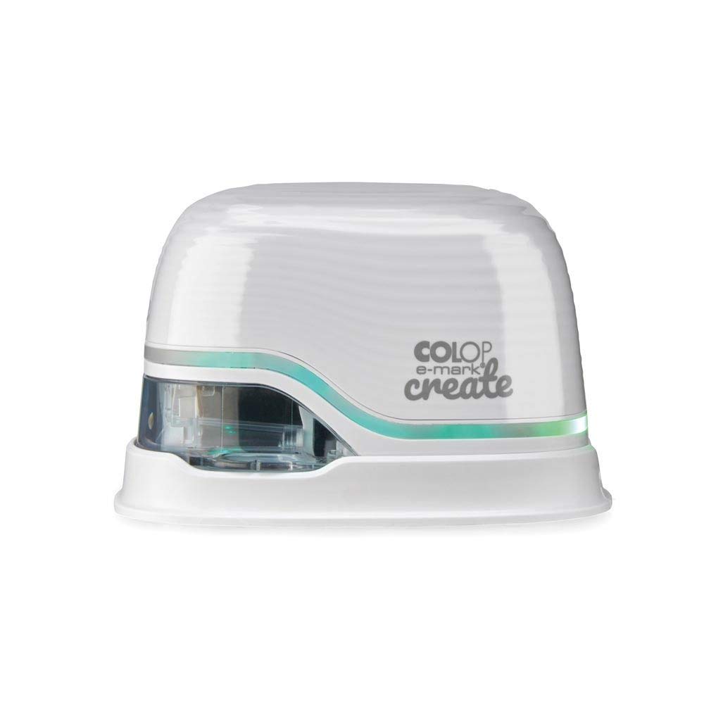 KYNG COLOP E-Mark Create Portable Printer, Stamp Maker, Handheld Printer Wireless, Digital Stamping, Crafting Handheld Printer, Multi Color Printing, Multiple Surfaces, Mini Printer, White