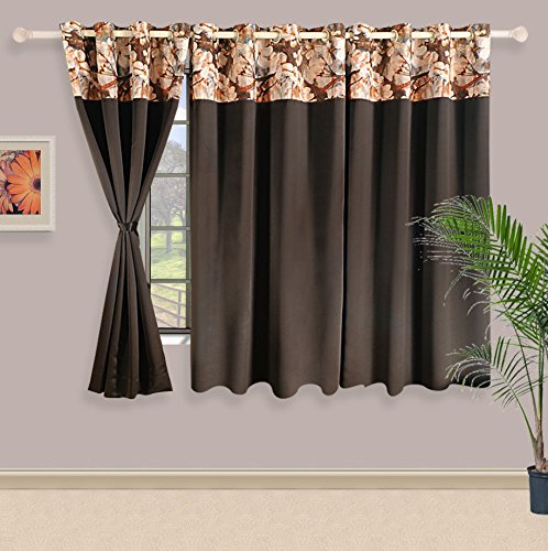 Image of Swayam 100% Blackout Polyester Window Curtain for Living Room & Bedroom | 5 Feet | Room Darkening Curtain with Eyelets | Pack of 1 | Solid Design - Brown