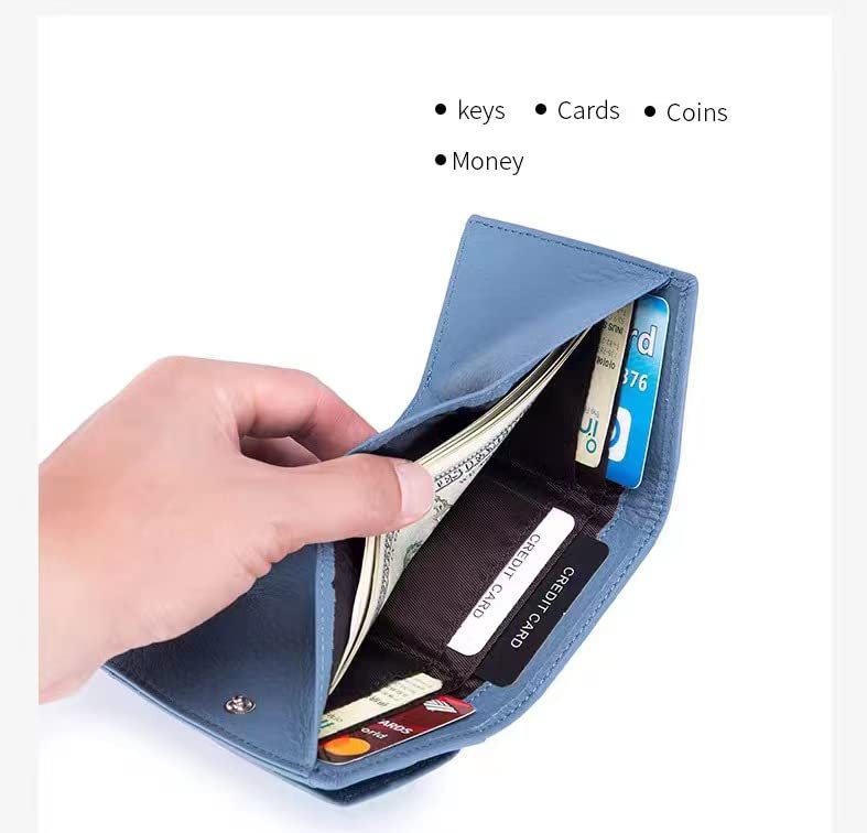 Women's Foldable Short Wallet, Card Wallet for Women, Vegan Mini Wallet for Women, Dark Blue, One Size3