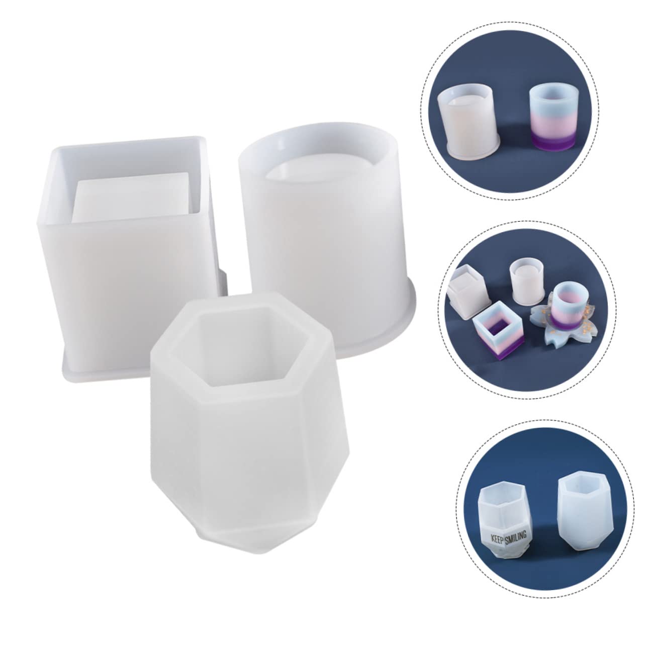 DOITOOL 2 Series Molde De Silicona Para Soporte De Lápices Estilo Taza Moldes Para Manualidades Diy Para Almacenamiento Y Creatividad 3 Piezas*2