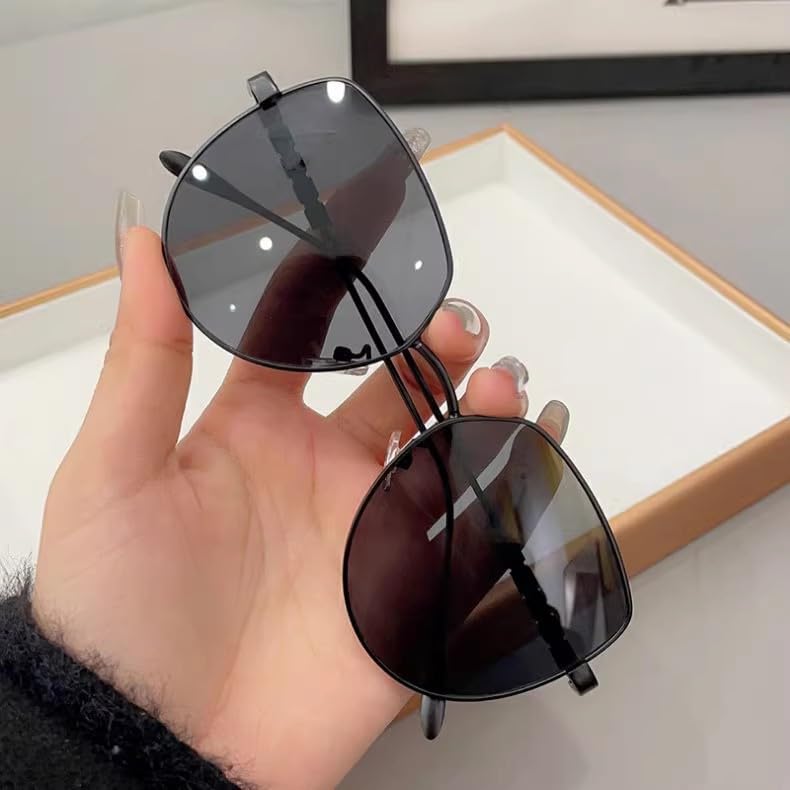 Lunettes de soleil œil de chat en métal au design géométrique chic - 4