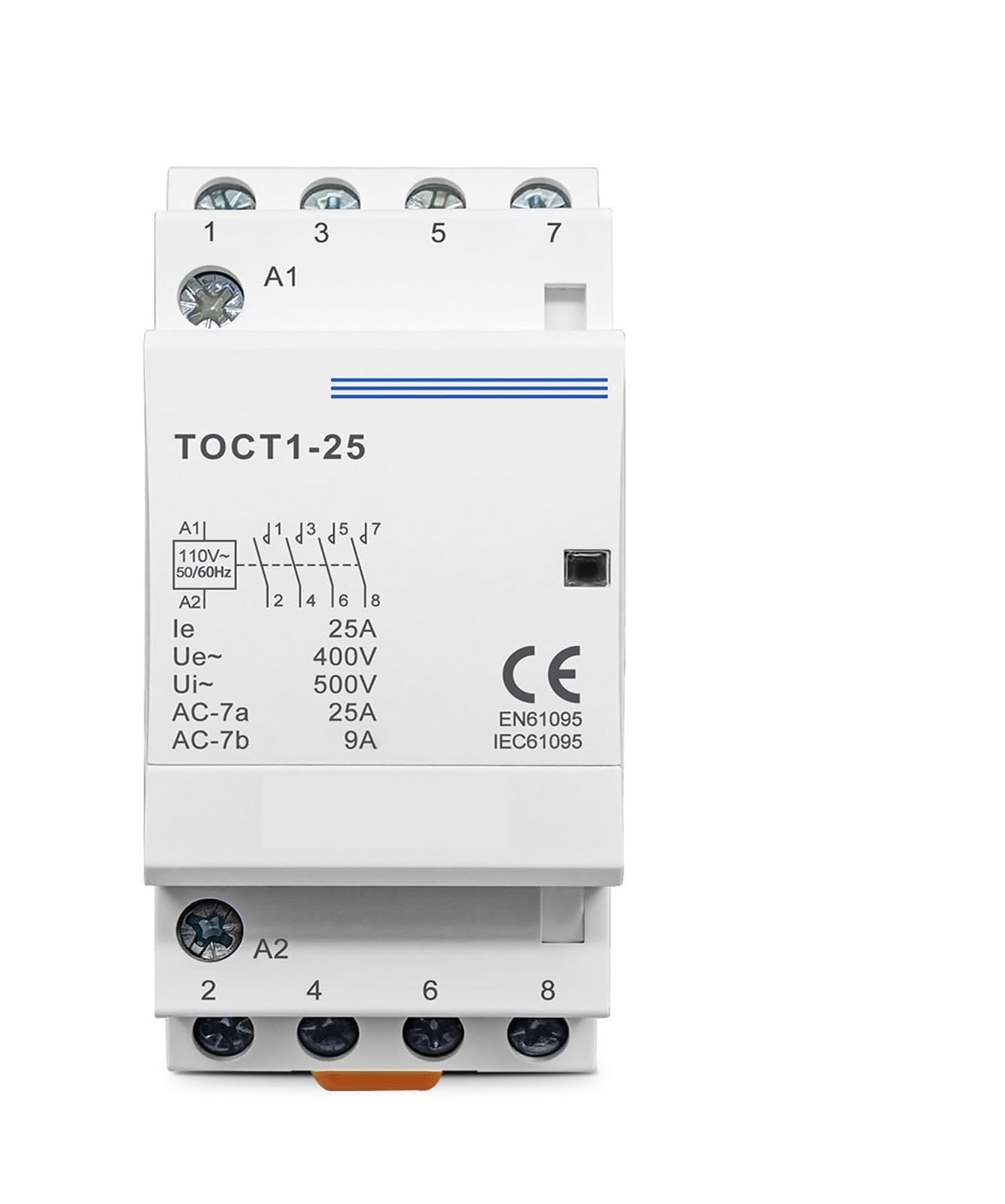 Contacteur modulaire CA domestique avec rail DIN 4P 25 A 110 V Bobine 50/60 Hz Contacteurs 4NO ou 2NO 2NC (110 V, 4NO)
