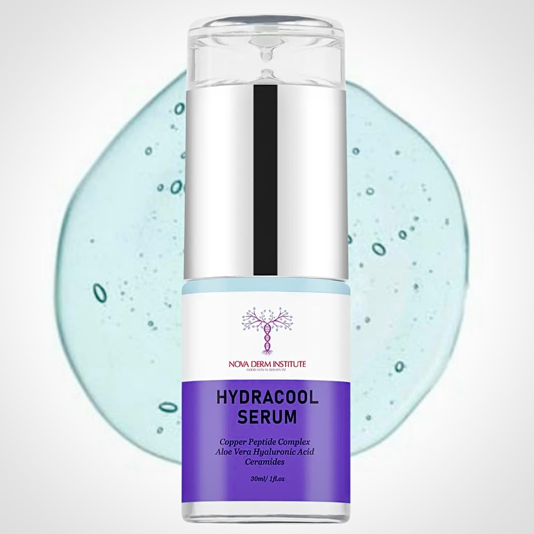 Hyaluronic Acid Serum with Peptides - Helps Support a Healthy-Looking Skin Barrier for Sensitive and Dry Skin - Hydracool Serum by Nova Derm Institute (30 ml/1 fl oz.)