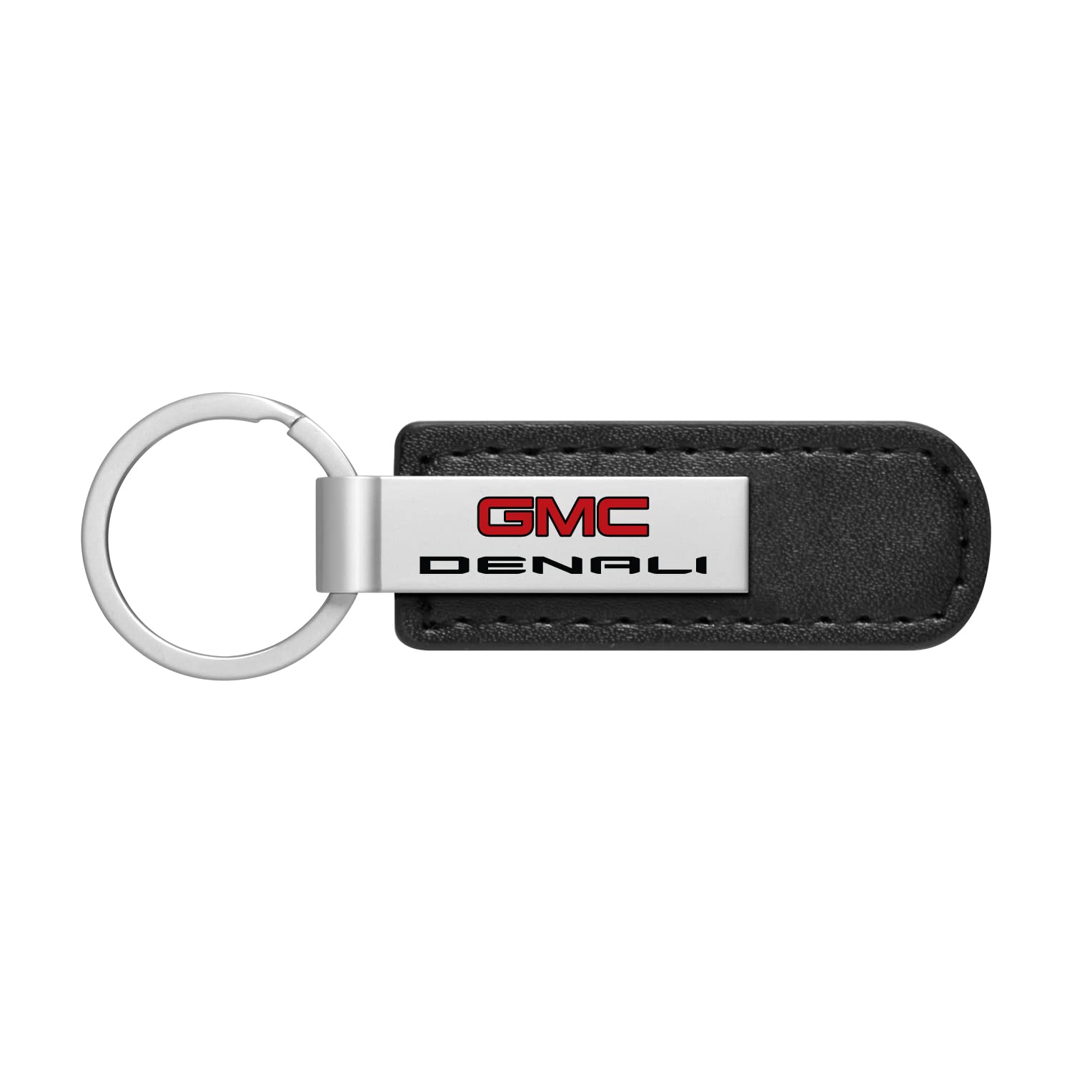 for GMC Denali PU Leather Strap Silver Metal Bar Logo Key Chain
