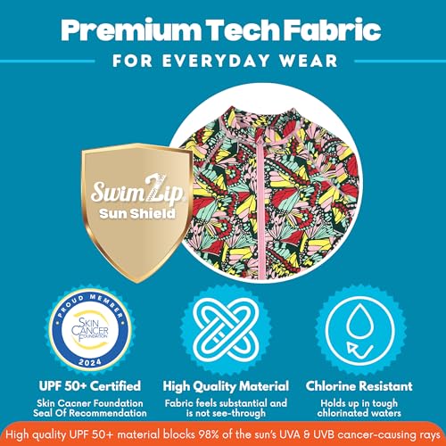 Image of SwimZip Girls' 3 Pc Swim Set w /Long Sleeve Rash Guard, Tankini & Shorts UPF 50+