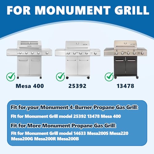 Image of SafBbcue 98888 Grill Grates for Monument Grill 13478 Grates, Monument Mesa 400 Accessories Parts, Stainless Steel Cooking Grids for Monument 25392 Grill Replacement Grates, 16.3 x 28.4 inch