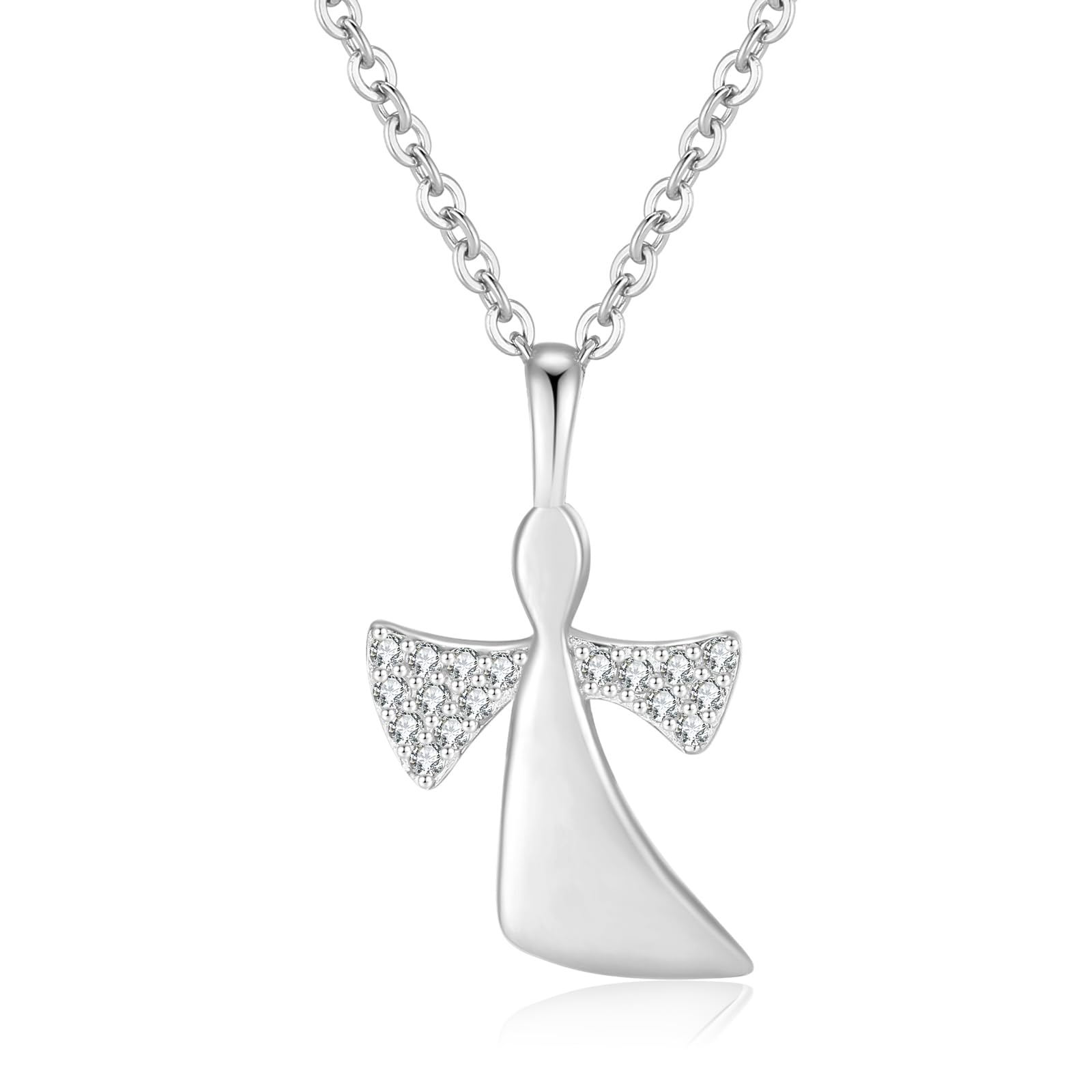 Jrêveinfini Collana Angelo Custode in Argento 925 con Ali Incastonate di Zirconi - Eleganza e Protezione per Donne e Ragazze, Collana Portafortuna Bambina con Portagioie Regalo