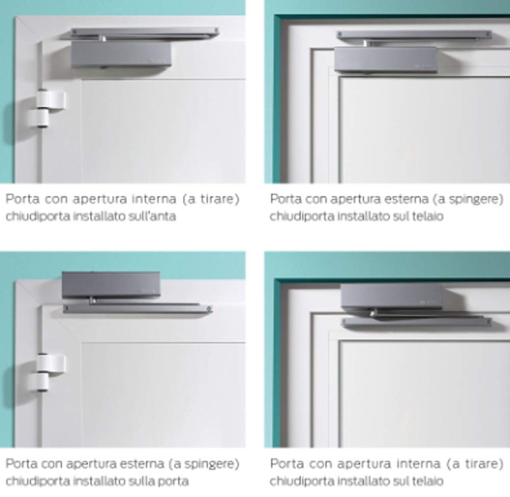 CISA 1D520003044 - Cierrapuertas aéreo con brazo de trineo con fuerza ajustable EN 2-4 D5200 - negro mate