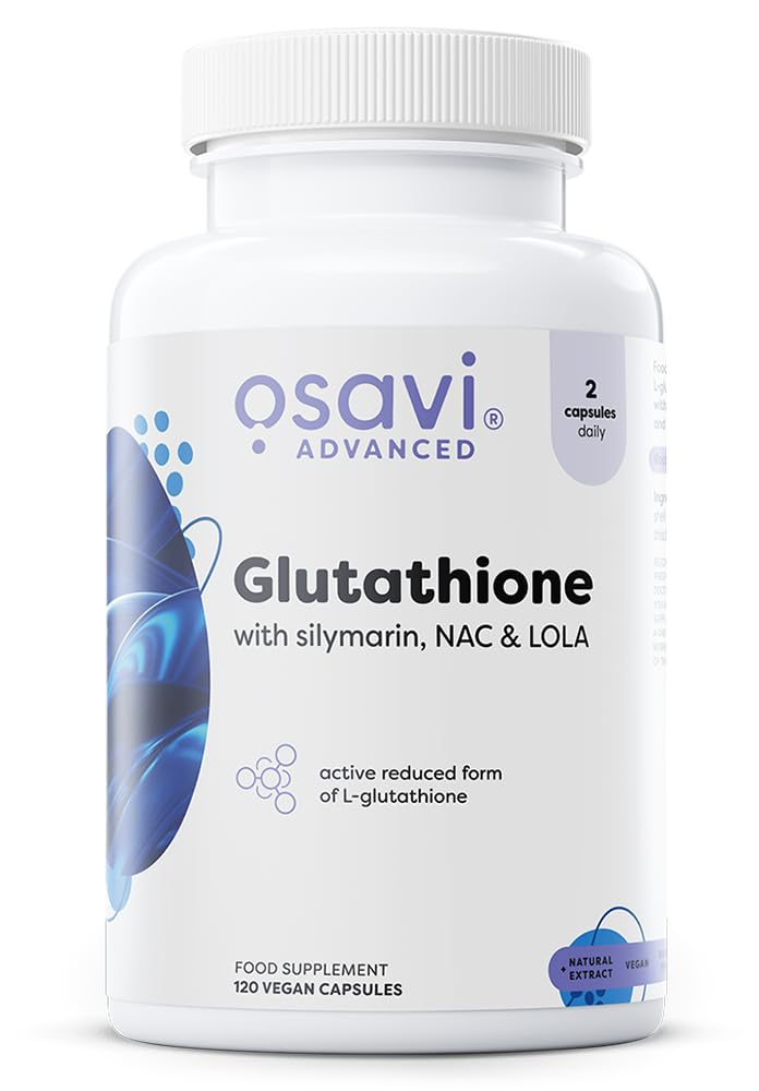 Osavi Glutathione with NAC, Silymarin & LOLA – 120 Vegan Capsules | Reduced L-Glutathione (GSH) | Milk Thistle Extract 80% Silymarin | Supports Liver & Bile Function | with N-Acetyl-L-Cysteine