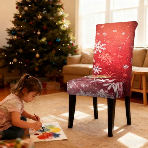 Image of Nuxovilar Red Snowflake Gradient Stretch 23.6x70in 2PCS Chair Covers