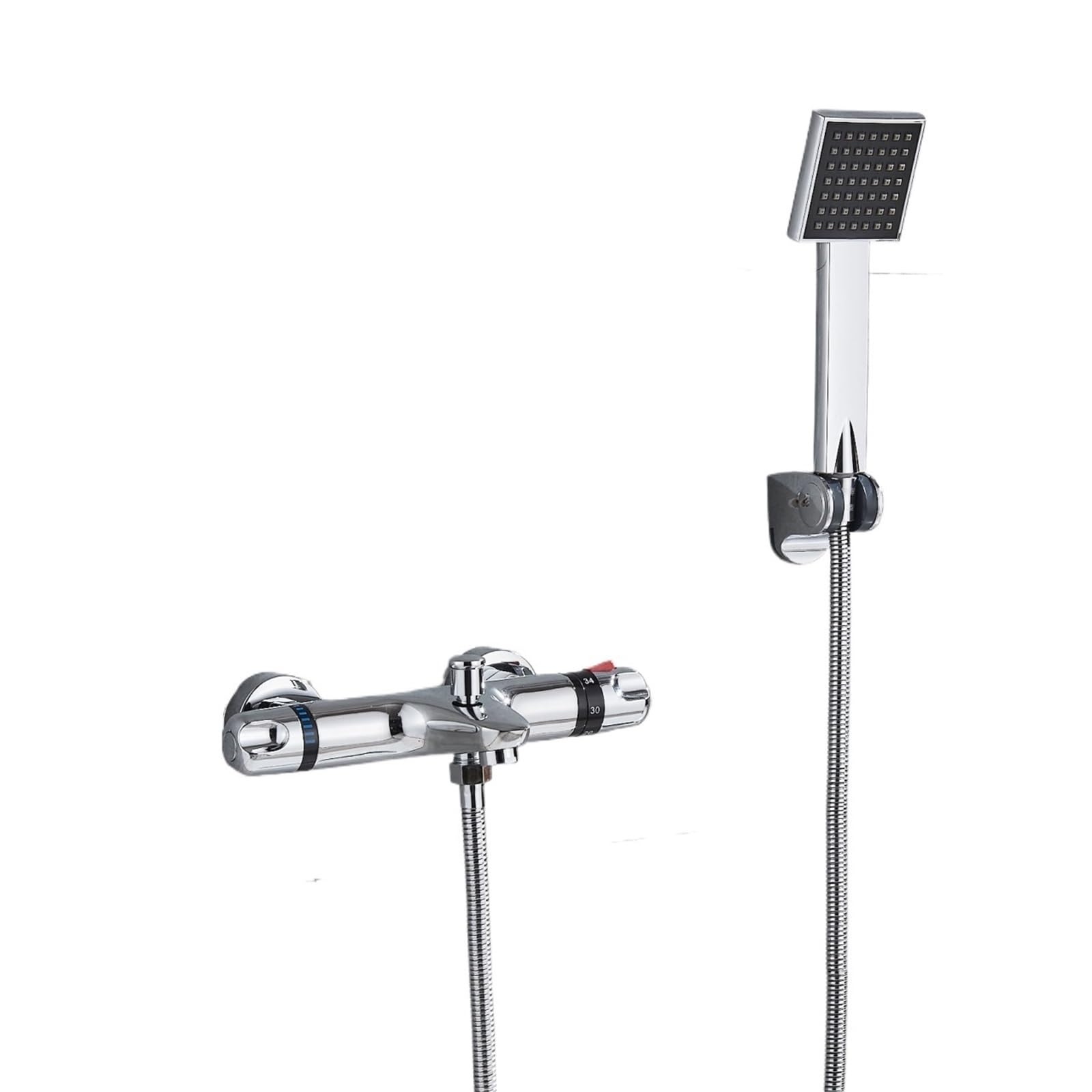 Xpjyua Chrome Full Set B Thermostatic Shower Mixer Thermostatic Shower Faucet Bathroom Chrome Mixertap Thermostat Wall Mounted Bathtub Brass Mixer(Chrome Full Set B)