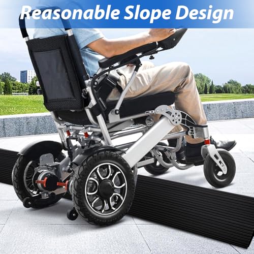 Türschwellenrampen, Schwellenrampe, PVC Rollstuhlrampe, rutschfeste Oberfläche, Gummirampe Auffahrrampe Schwellenrampe für Rollstuhl, Kinderwagen, Rollator oder e Scooter (Schwarz, 90X8X1CM)