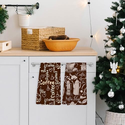 Yorhifa 103 Coffee Kitchen Towels Set Of 2, Barista Coffee Brown Dish Hand Tea Towels thumb #3