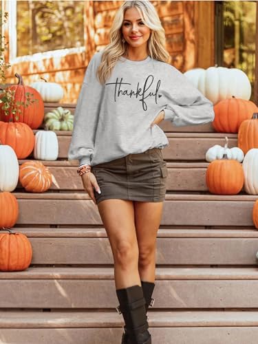Thanksgiving Sweatshirts for Women Thankful Sweatshirt 2025 Trendy Fall Embroidered Graphic Pullover Top