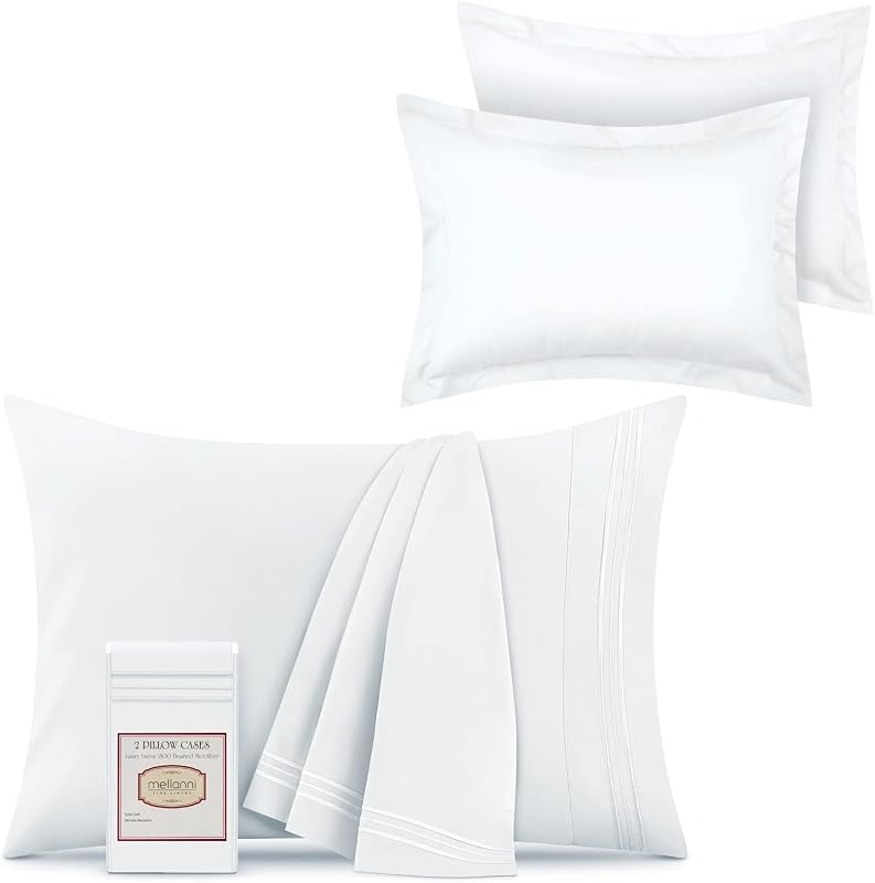 2 Pillow Cases + 2 Pillow Shams Bundle&Save - Bundle Includes: Pillow Cases Standard Size Set of 2 and 2 Standard Pillow Shams (Standard/Queen Size 20" x 30", White)
