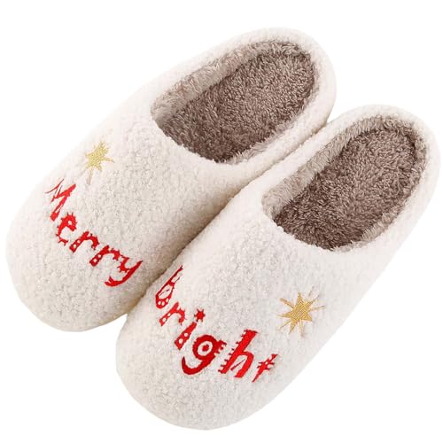 Image of Comfy House Slippers For Women Men, Ladies Fuzzy Bedroom Slippers,indoor Outdoor Memory Foam Shoes